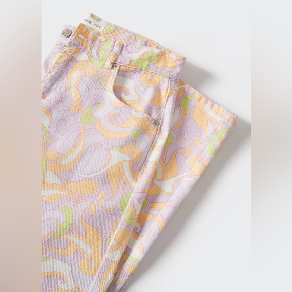 ✨AMAZING✨Mango Pastel Wideleg Printed Denim Lilac Jeans Size 2